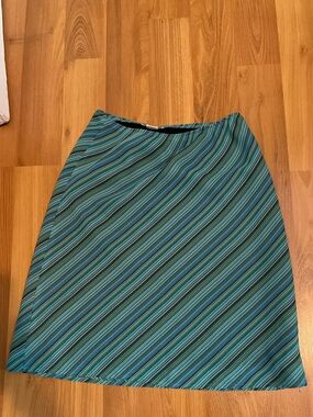 90s Vintage - Striped Teal A-Line Women's Skirt